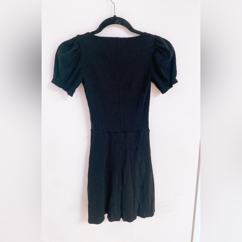 Reformation Black Ribbed Mini Dress - Picture 3 of 8